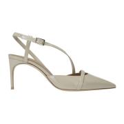 Beige Stiletto Slingback med Asymmetrisk Detalj