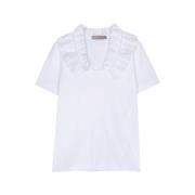 Ruffled-collar Jersey T-shirt