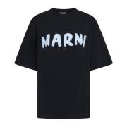 Svart Logo Print Oversized T-skjorte