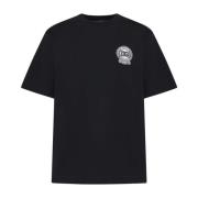 Sort Bomull Crew Neck Logo T-skjorte