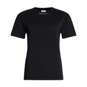 Svart Logo-Broderet Crew Neck T-skjorte