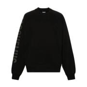 Svart Crew Neck Sweater Flocked Logo