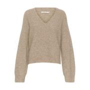 Warm Sand Melange V-Neck Sweater