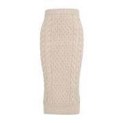 Elegant Cable Knit Tube Skirt Beige