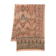 Grafisk Print Kashmir Skjerf Beige