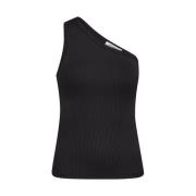 Ribbet Tank Top Svart