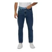 Blå Plain Glidelås/Knapp Herre Jeans