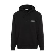 Svart Hvit Hooded Stamp Sweatshirt