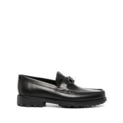 Sorte Skinn Gancini Loafers