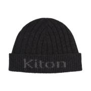 Sort Cashmere Beanie med Logo