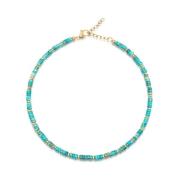 Heishi Turquoise Choker with Gold