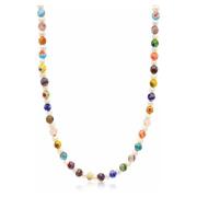 Mens Pearl Necklace with Hand-Painted Glass Beads