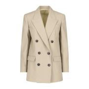 Elegant Beige Dobbeltspent Blazer