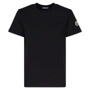 Sort Bomull Jersey Crew Neck T-skjorte