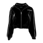 Svart Track Jacket med Logo Print