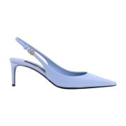 Blankt Skinn Slingback Stiletthæl