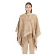 Kamel Ull Jacquard Poncho Frine