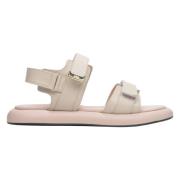 Kvinner Beige Lær Strappy Sandaler Er00113089