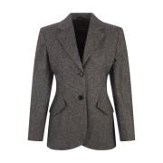 Slim Fit Herringbone Blazer Svart