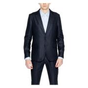 Sort Linblanding Blazer med Knapper