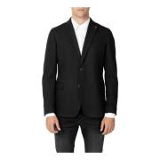 Sort Knappelukking Revers Blazer