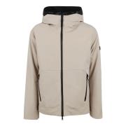 Beige Soft Shell Kort Kåpe med Fast Hette