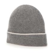 Kashmir Beanie Lue Grå Elfenben Detalj