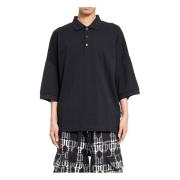 Svart College Polo Oversized Logo Print