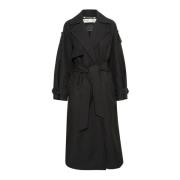 Sort Trenchcoat Jakke Oversize Silhuett