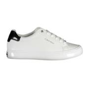 Hvit Nylon Sneaker med Fet Print