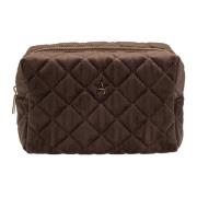 Velvet Square Quilted Make-Up Pouch Liten Sjokoladebrun