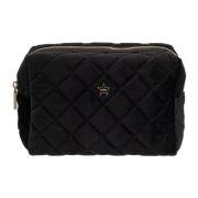 Velvet Square Quilted Make-Up Pouch Liten Svart