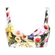 Blomstertrykk V-hals Crop Top