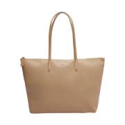 Sporty Beige Shopping Bag med Tennis-inspirert Design