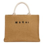 Liten tote i naturfarget raffia-effekt stoff