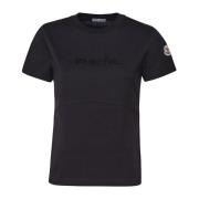 Sort Bomull Jersey Crew Neck T-skjorte