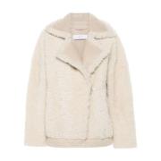 Beige Shearling Jakke Krok Øye