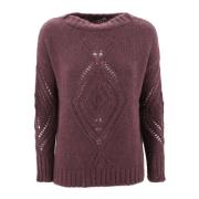 Brodert Crew-Neck Sweater med Lurex