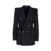 Tweed Blazer med Bred Revers