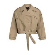 Beige Canvas Trench Jacket