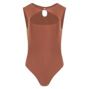 Sjokoladebrun Knotted Sleeveless Bodysuit