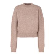 Beige Logo Sweater Cropped Alpaca Crew