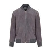 Mauve Suede Bomber Jacket