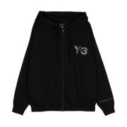 Svart Logo Zip Hoodie