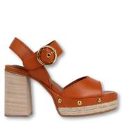 Oransje Høyhælt Sandal