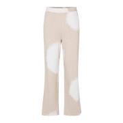 Elastisk Midje Straight-Leg Beige Bukser