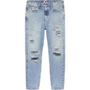 Blå Distressed Avslappet Fit Jeans