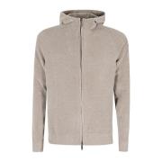 Velvet Hood Zip Strikkegenser