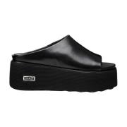 Sorte Slide Sandaler med 6 cm Stropp