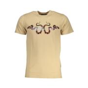 Beige Bomull Logo Print T-skjorte